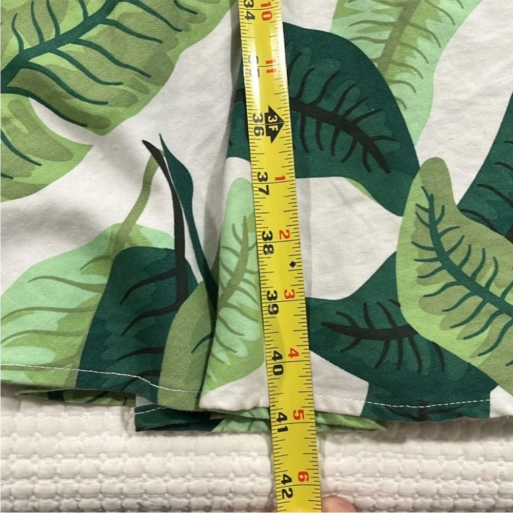Belle Epoque Tropical Leaf Print Fit & Flare Size M Green White Summer Sundress - Picture 8 of 12